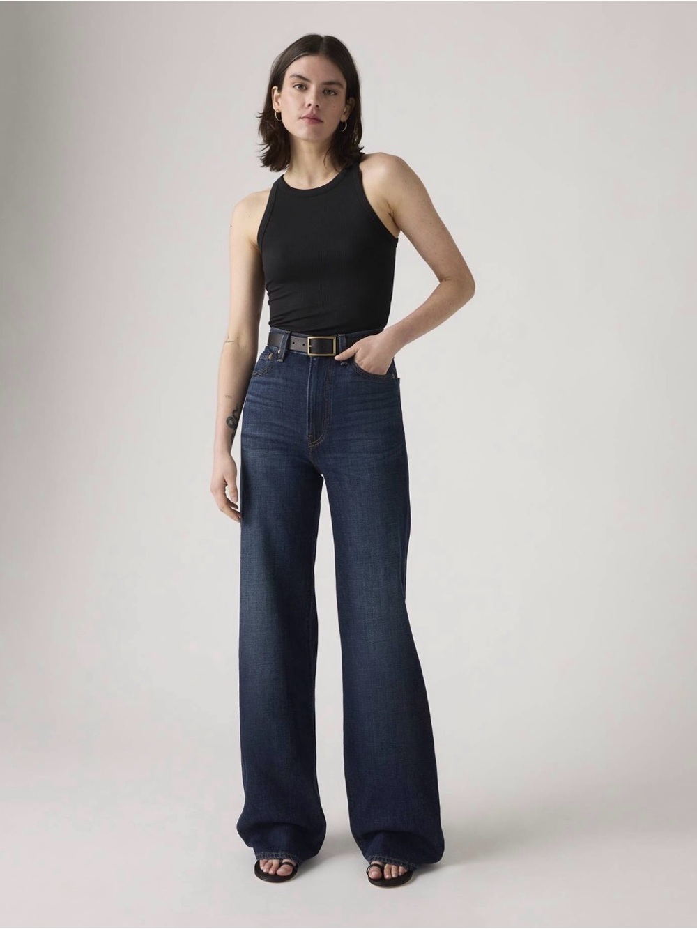 Levi’s Linen + Denim Ribcage Wide Leg High Rise Jeans 25x32